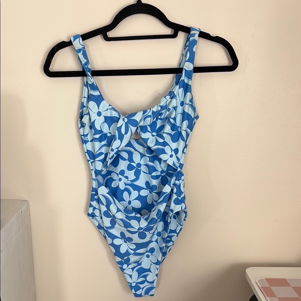 Blue Floral One-Piece Swimsuit